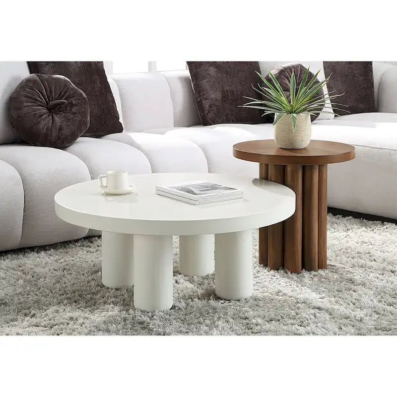 Modern End Table with Thickened Tabletop & Warm Brown Wood Finish