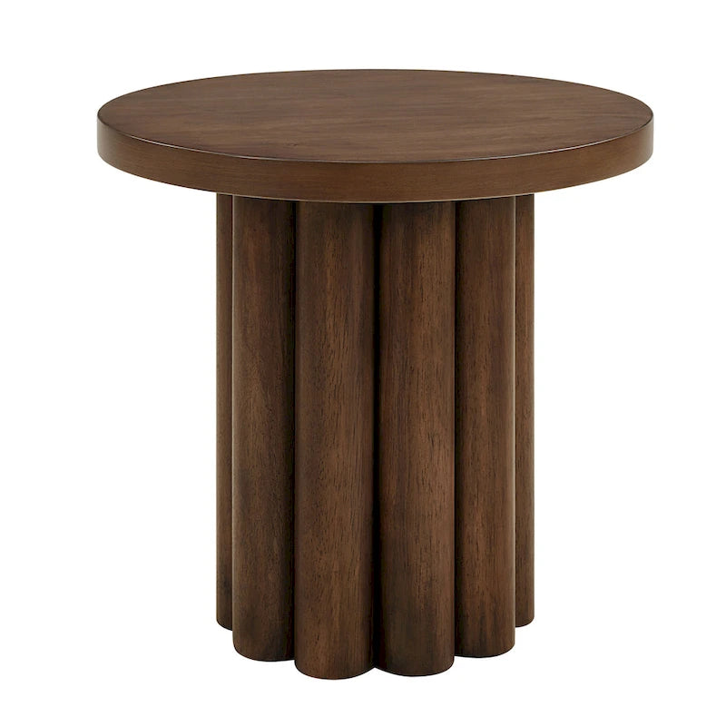 Modern End Table with Thickened Tabletop & Warm Brown Wood Finish