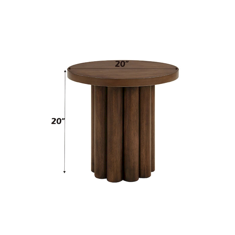 Modern End Table with Thickened Tabletop & Warm Brown Wood Finish