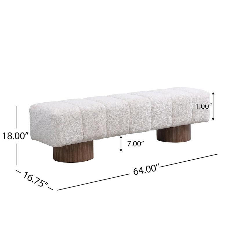 64" Upholstered Bench, No Assembly Required