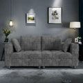 Grey Velvet Loveseat Sofa with Solid Wood Legs & Tool-Free Assembly