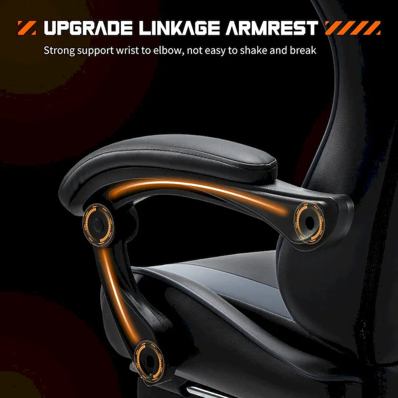 Ergonomic Gaming Chair with Reclining Backrest, Footrest, Headrest & Lumbar Support