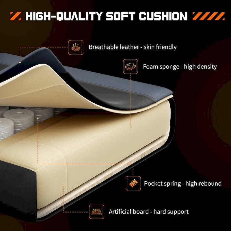Ergonomic Gaming Chair with Reclining Backrest, Footrest, Headrest & Lumbar Support