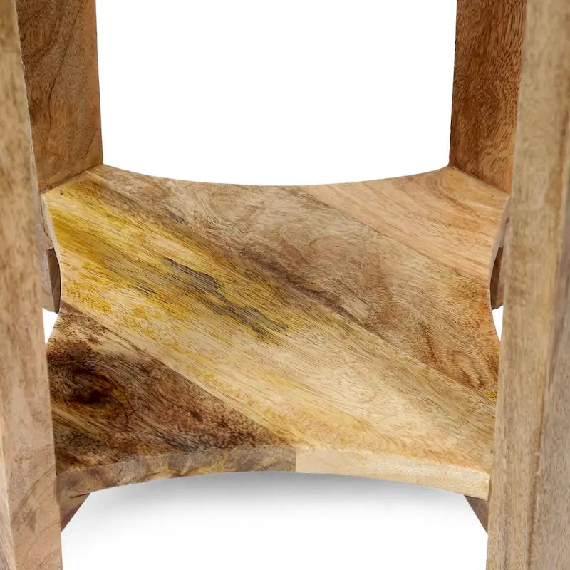 Handcrafted Mango Wood Boho Side Table with Concave Design