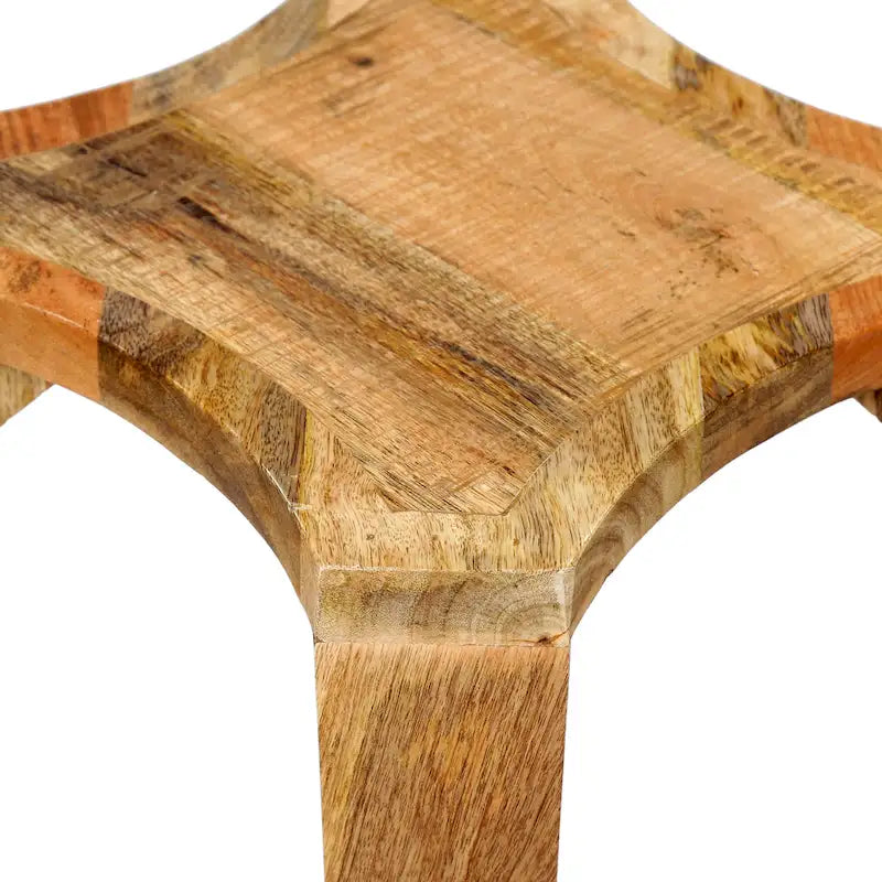 Handcrafted Mango Wood Boho Side Table with Concave Design