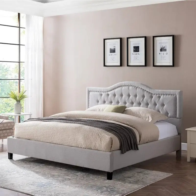 Traditional King Upholstered Bed Frame