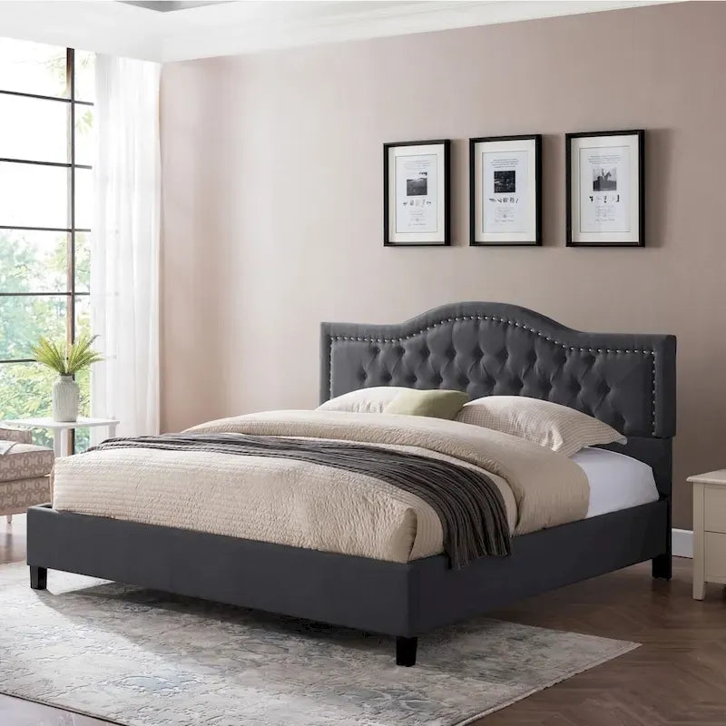 Traditional King Upholstered Bed Frame