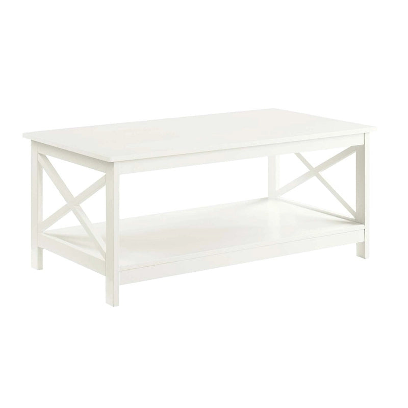 Coastal Farmhouse Coffee Table with X-Frame & Bottom Shelf
