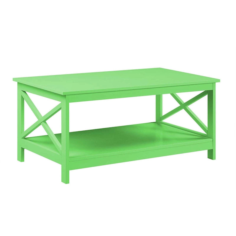 Coastal Farmhouse Coffee Table with X-Frame & Bottom Shelf
