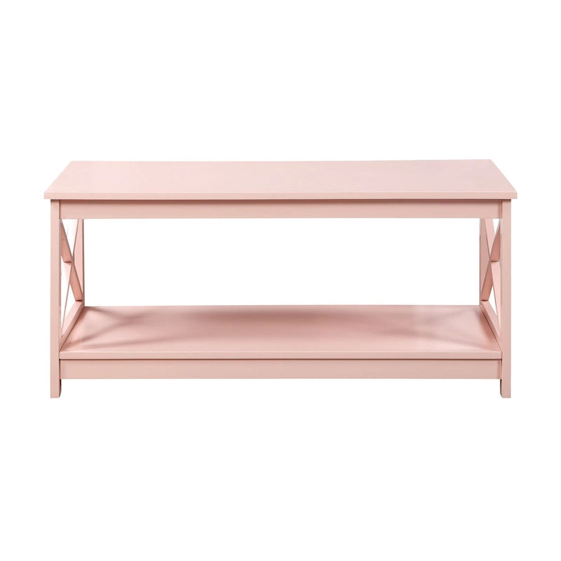 Coastal Farmhouse Coffee Table with X-Frame & Bottom Shelf
