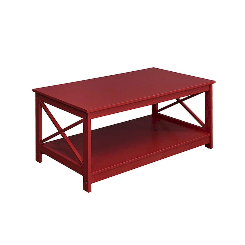 Coastal Farmhouse Coffee Table with X-Frame & Bottom Shelf