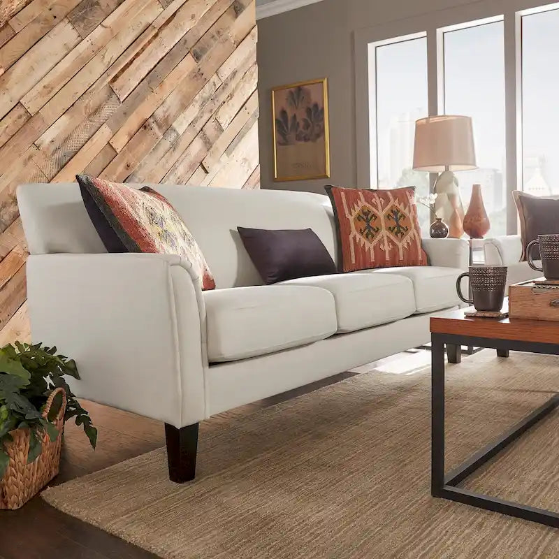 Transitional Sofa with Flared Arms & Removable Cushions