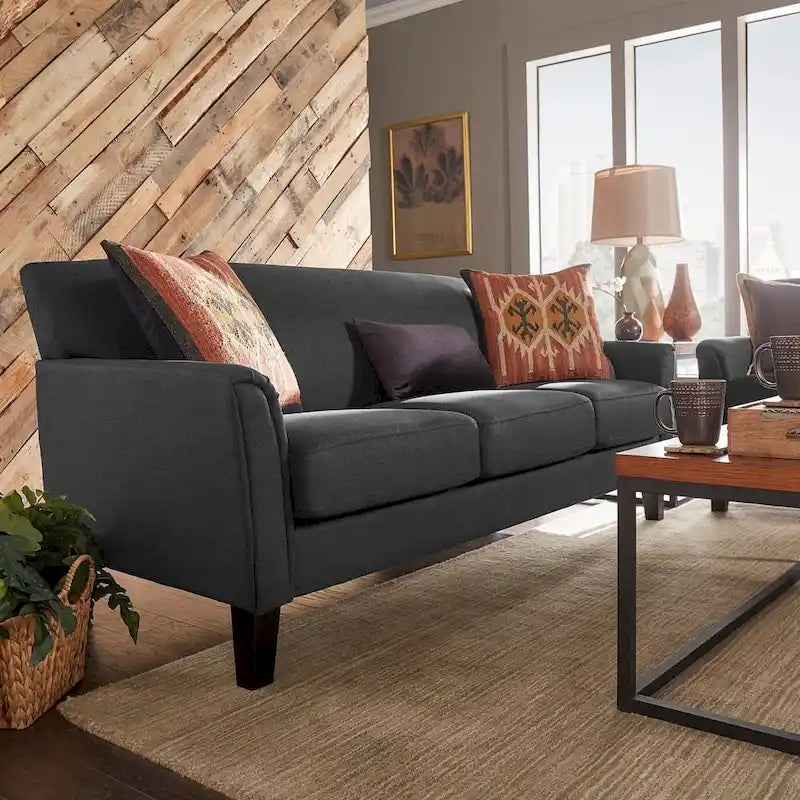 Transitional Sofa with Flared Arms & Removable Cushions