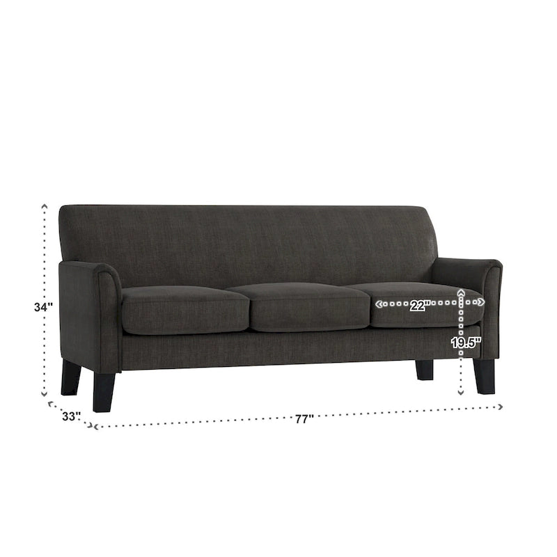 Transitional Sofa with Flared Arms & Removable Cushions