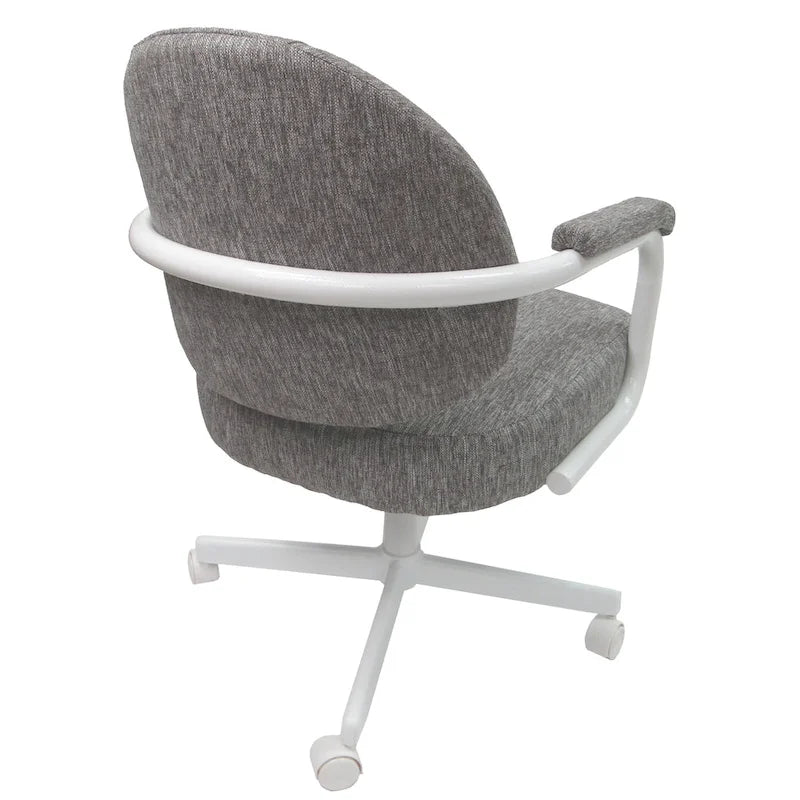Upholstered Swivel Dining Chair with Caster Wheels