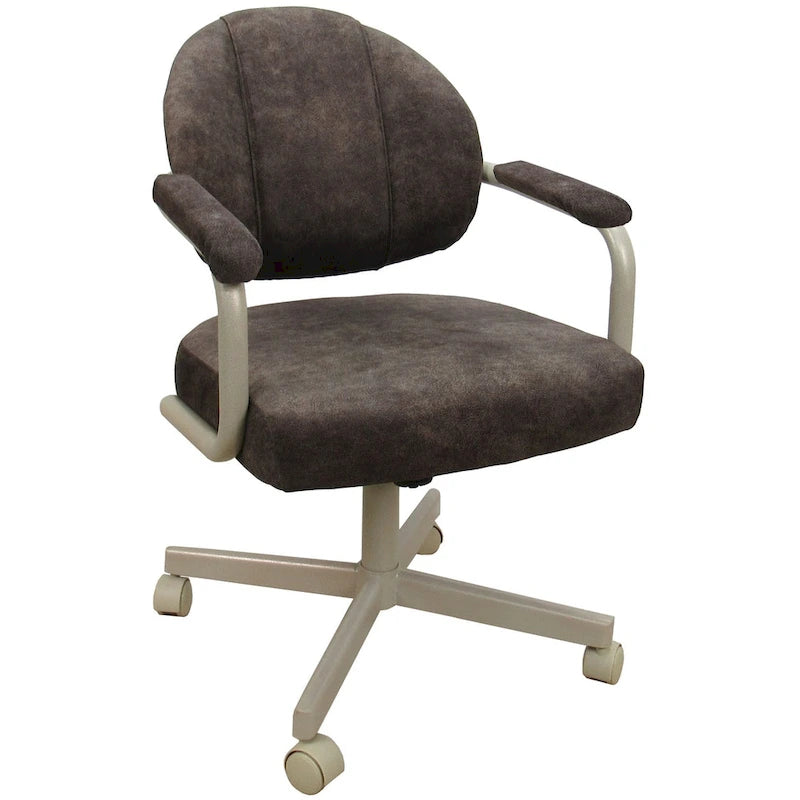 Upholstered Swivel Dining Chair with Caster Wheels
