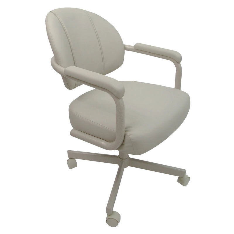 Upholstered Swivel Dining Chair with Caster Wheels