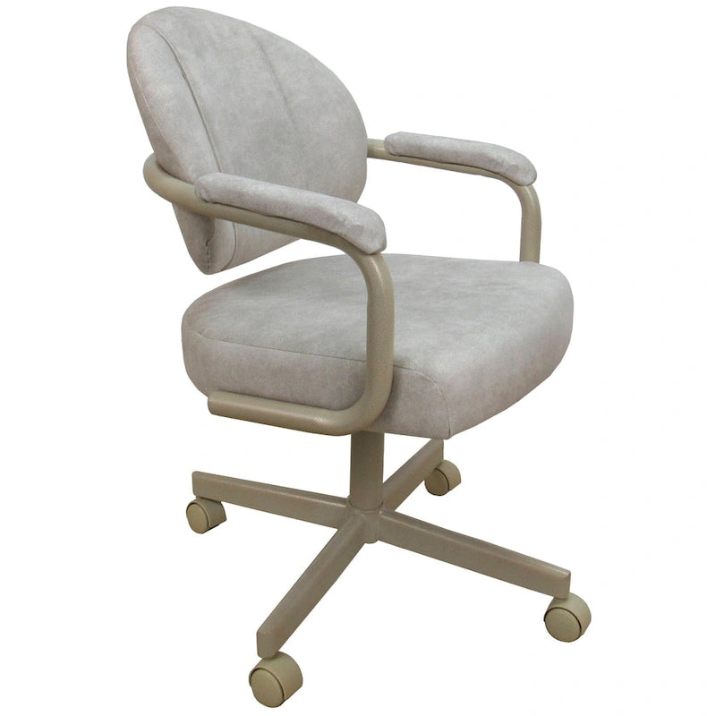 Upholstered Swivel Dining Chair with Caster Wheels