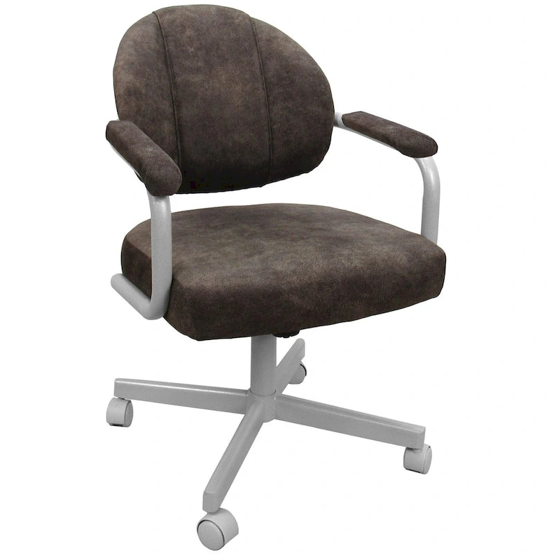 Upholstered Swivel Dining Chair with Caster Wheels