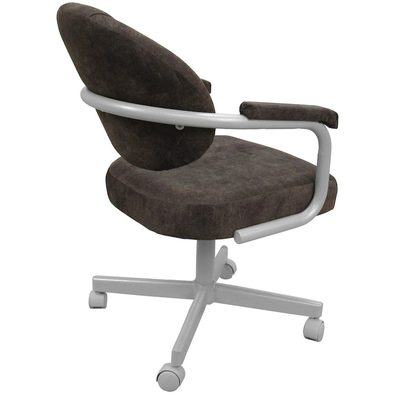 Upholstered Swivel Dining Chair with Caster Wheels