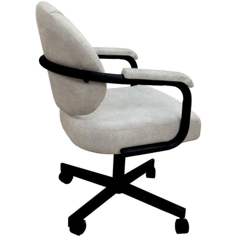 Upholstered Swivel Dining Chair with Caster Wheels