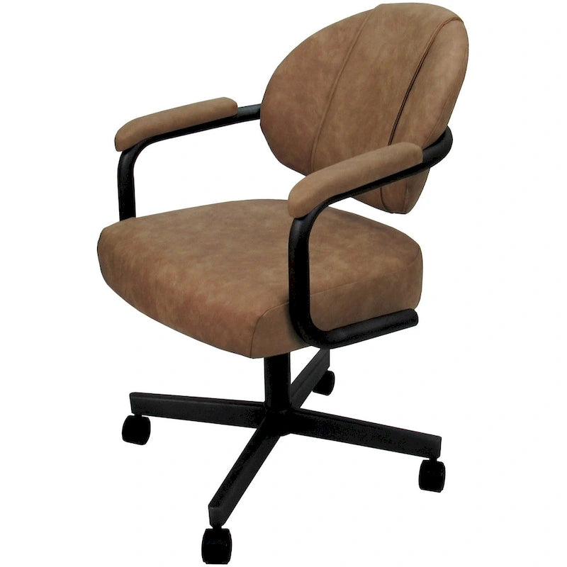 Upholstered Swivel Dining Chair with Caster Wheels