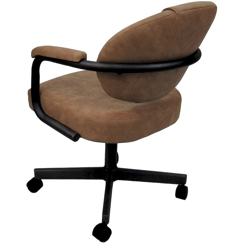 Upholstered Swivel Dining Chair with Caster Wheels