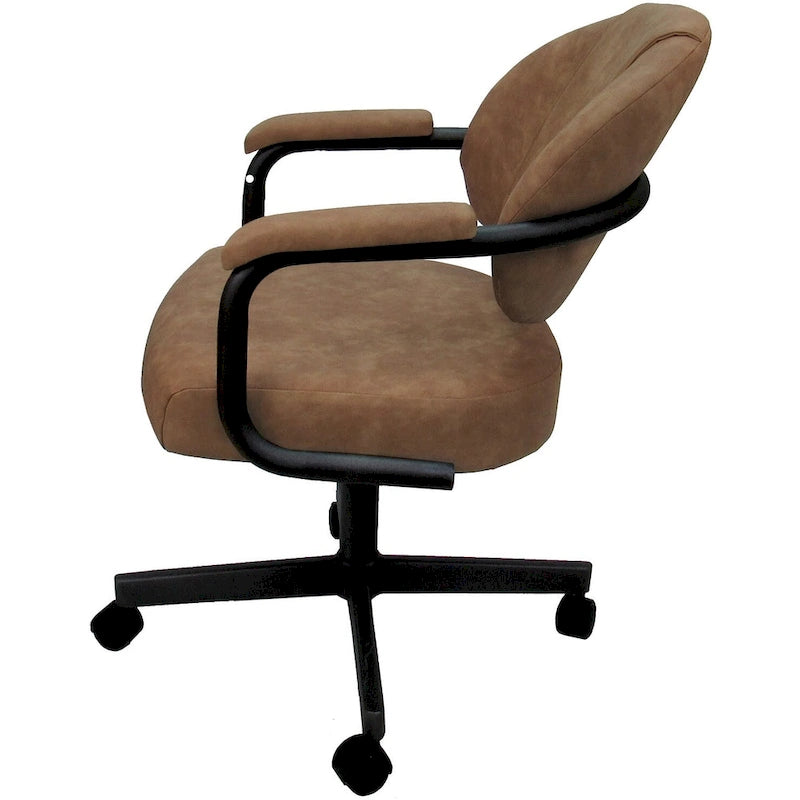 Upholstered Swivel Dining Chair with Caster Wheels
