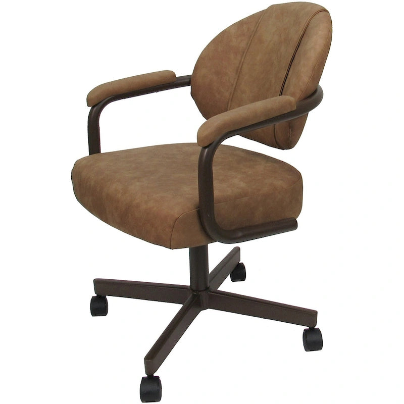 Upholstered Swivel Dining Chair with Caster Wheels