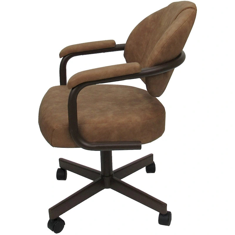 Upholstered Swivel Dining Chair with Caster Wheels