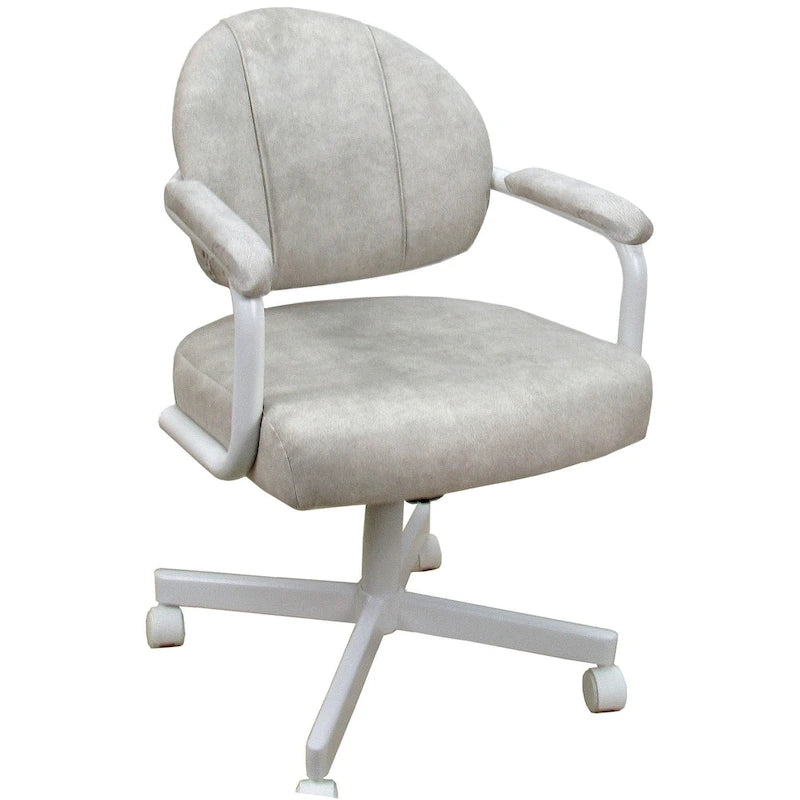 Upholstered Swivel Dining Chair with Caster Wheels