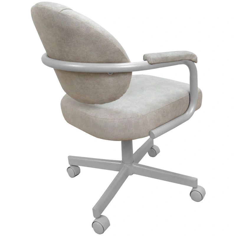 Upholstered Swivel Dining Chair with Caster Wheels