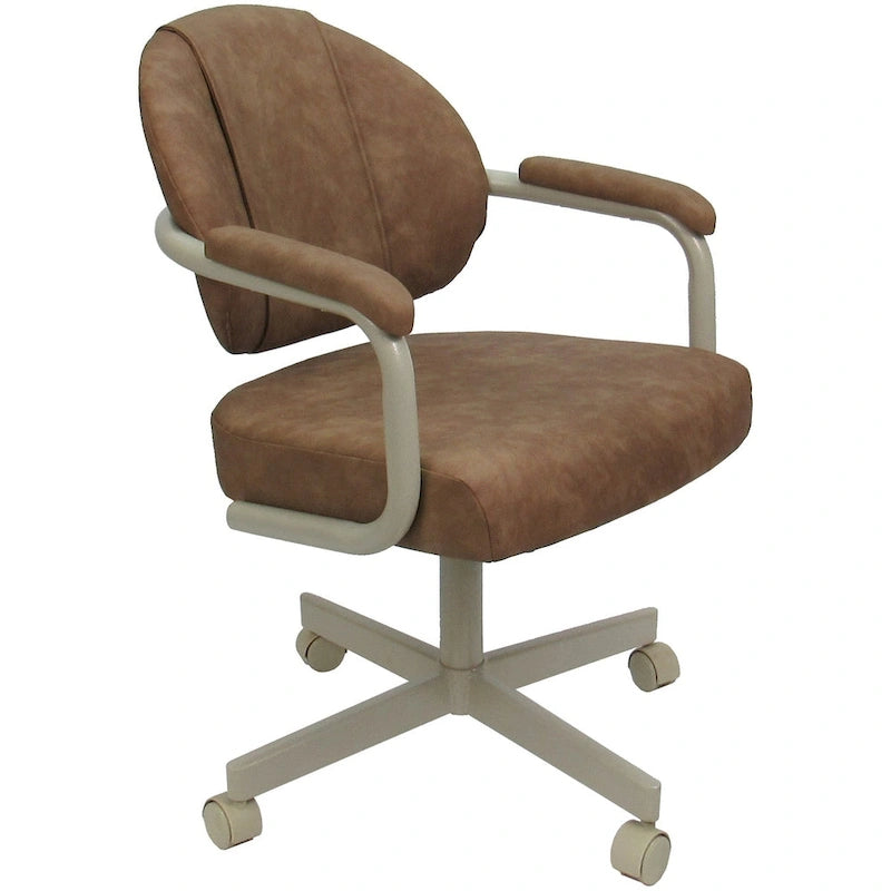 Upholstered Swivel Dining Chair with Caster Wheels