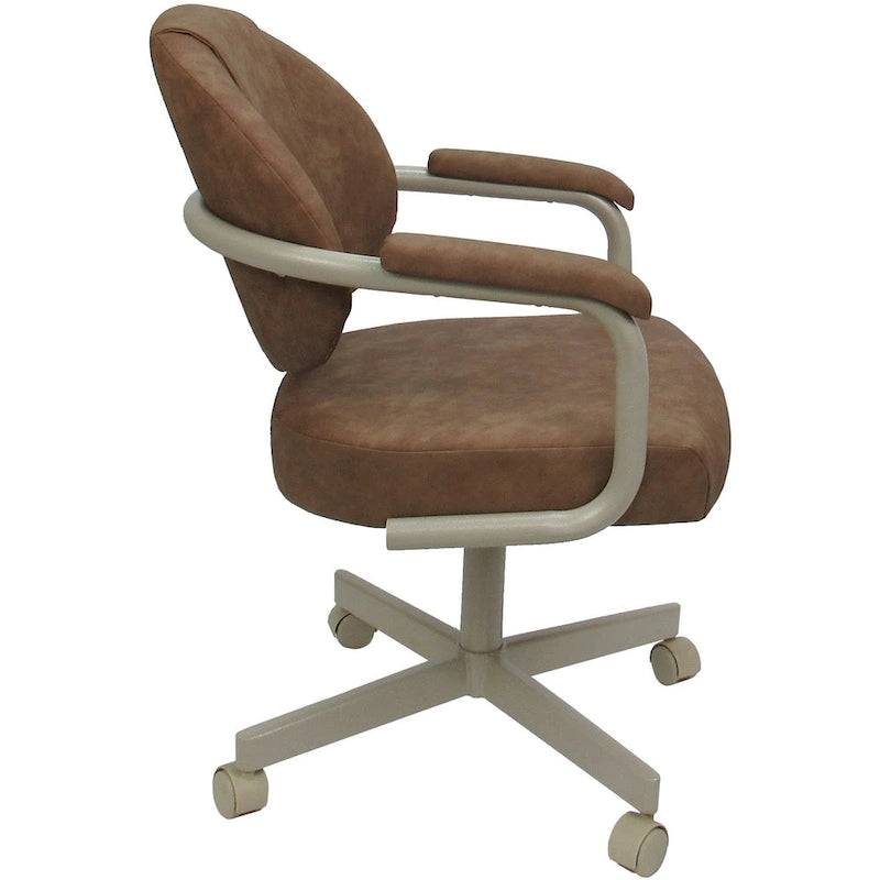 Upholstered Swivel Dining Chair with Caster Wheels