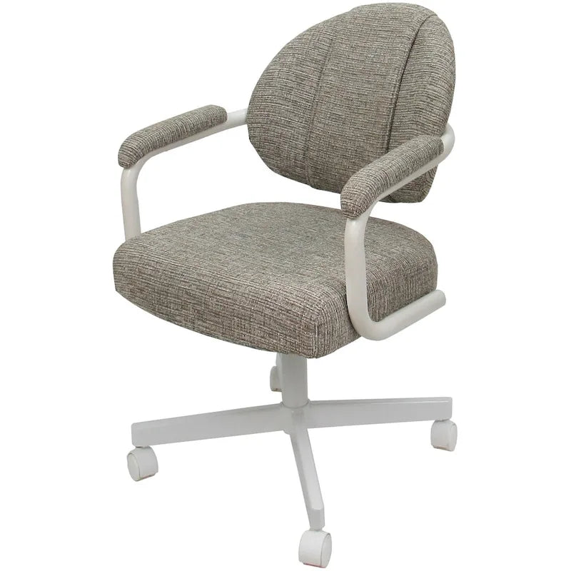 Upholstered Swivel Dining Chair with Caster Wheels