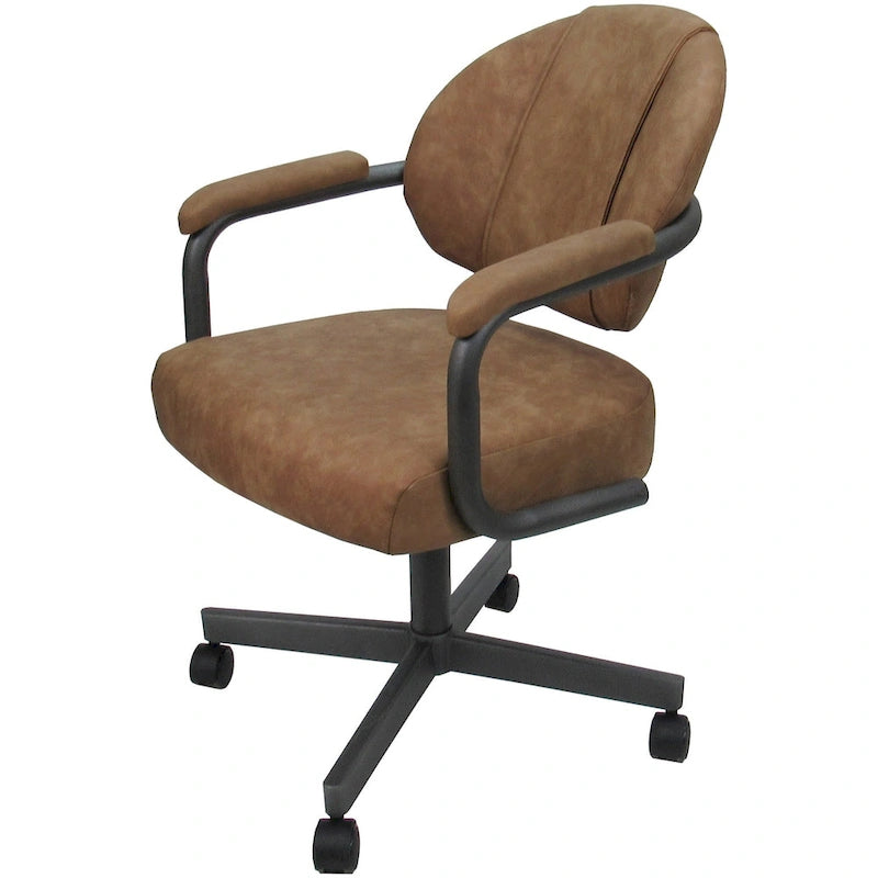 Upholstered Swivel Dining Chair with Caster Wheels