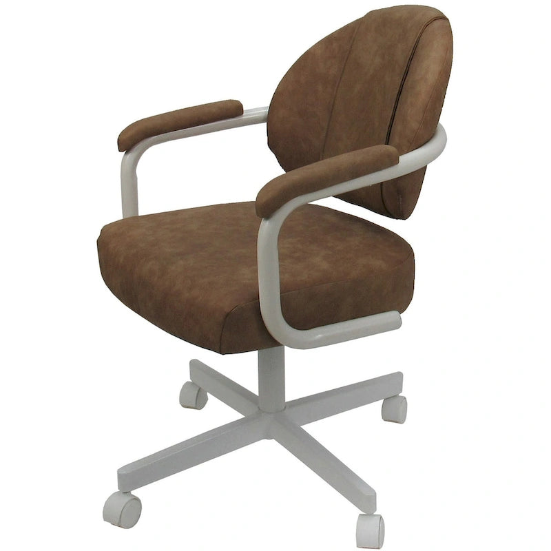 Upholstered Swivel Dining Chair with Caster Wheels