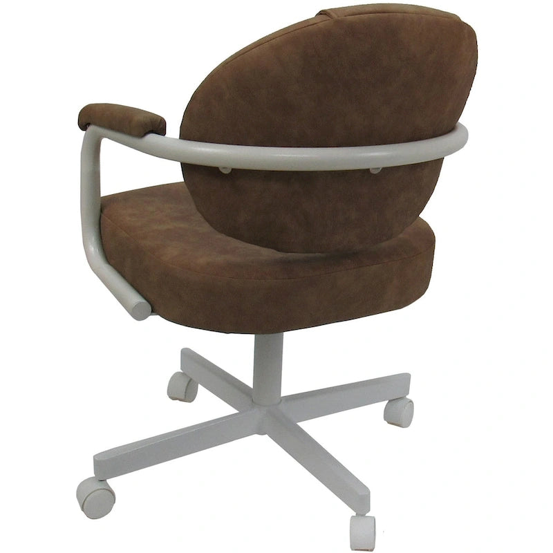 Upholstered Swivel Dining Chair with Caster Wheels