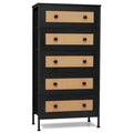 Crestlive Dresser Closet PE Wicker Rattan Storage Tower Organizer Chest of 5 Drawers