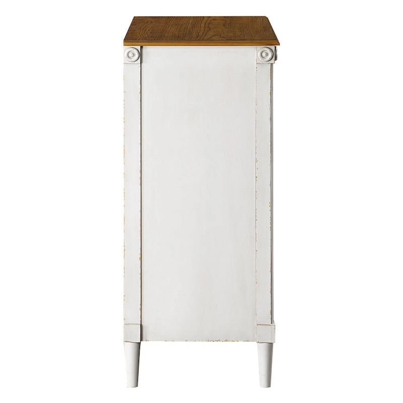 Traditional 4-Drawer Chest with Fluted Columns & Medallion Accents