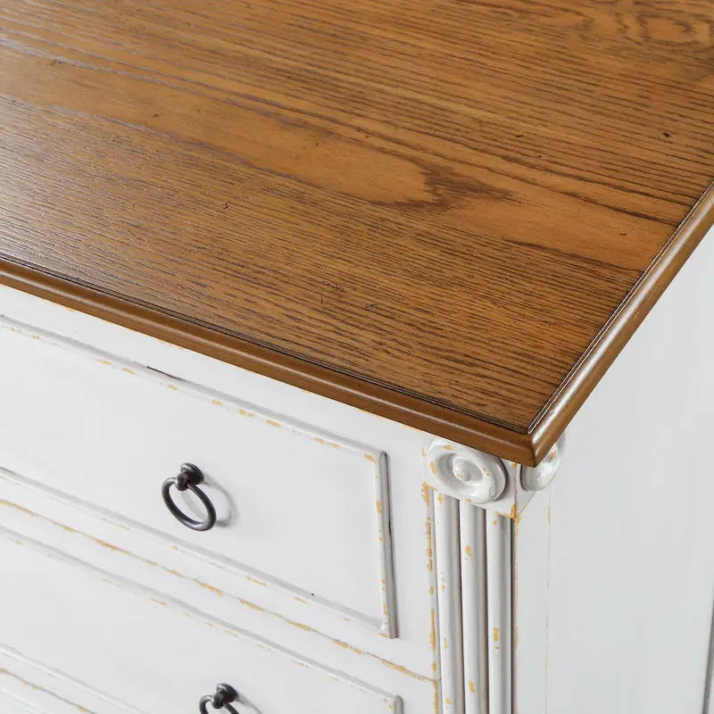 Traditional 4-Drawer Chest with Fluted Columns & Medallion Accents