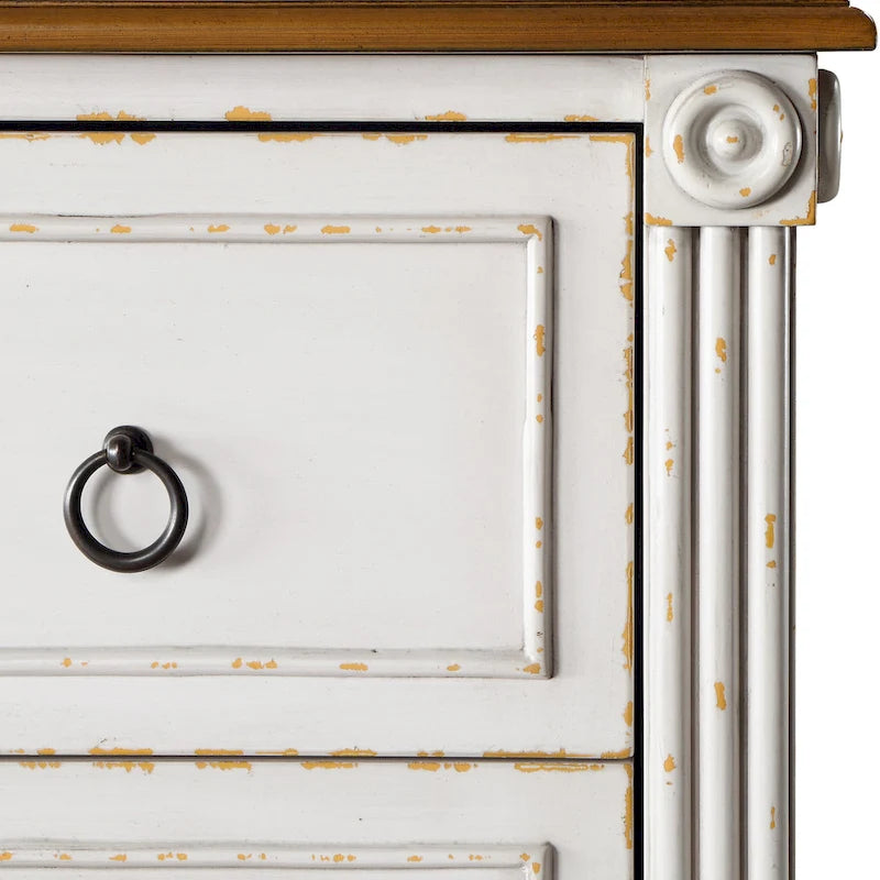 Traditional 4-Drawer Chest with Fluted Columns & Medallion Accents