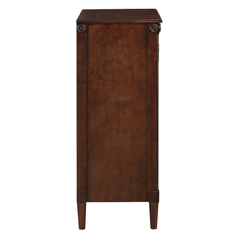 Traditional 4-Drawer Chest with Fluted Columns & Medallion Accents