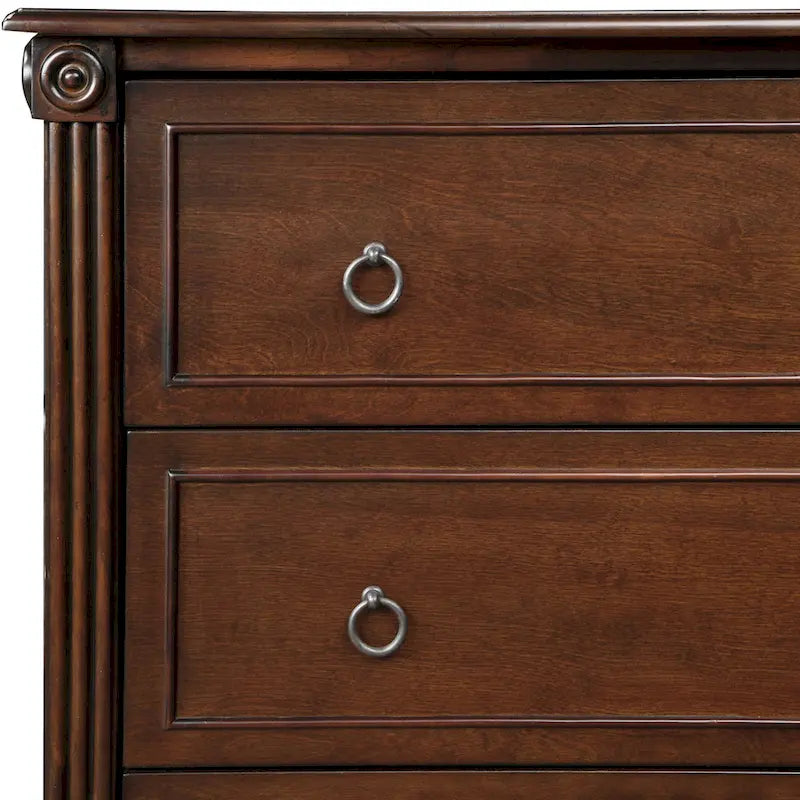 Traditional 4-Drawer Chest with Fluted Columns & Medallion Accents