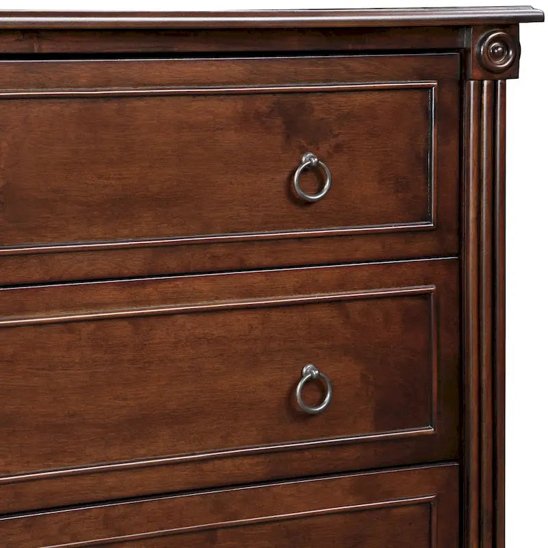 Traditional 4-Drawer Chest with Fluted Columns & Medallion Accents