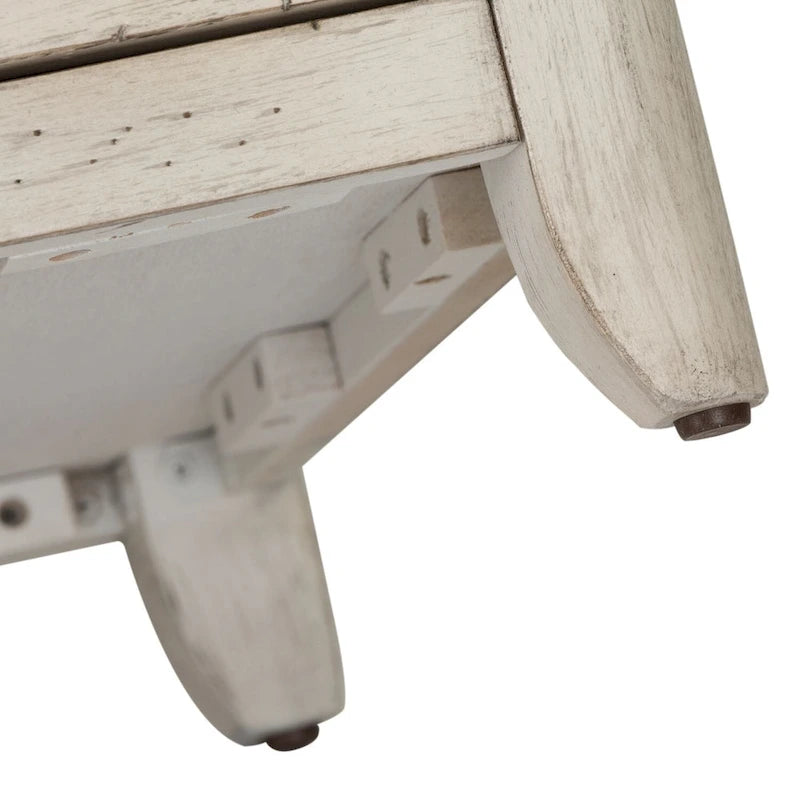 Farmhouse Chair Side Table with Built-In Charging Station & Cabinet Door