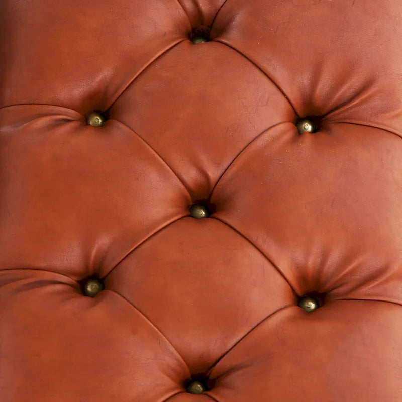 Tufted Faux Leather Storage Bench with Distressed Metal Legs