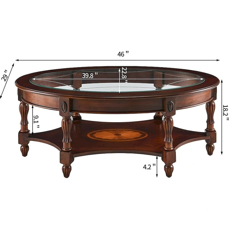Solid Wood & Tempered Glass Living Room Table