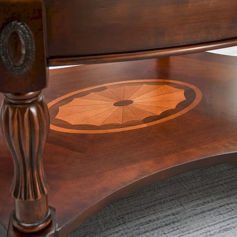 Solid Wood & Tempered Glass Living Room Table