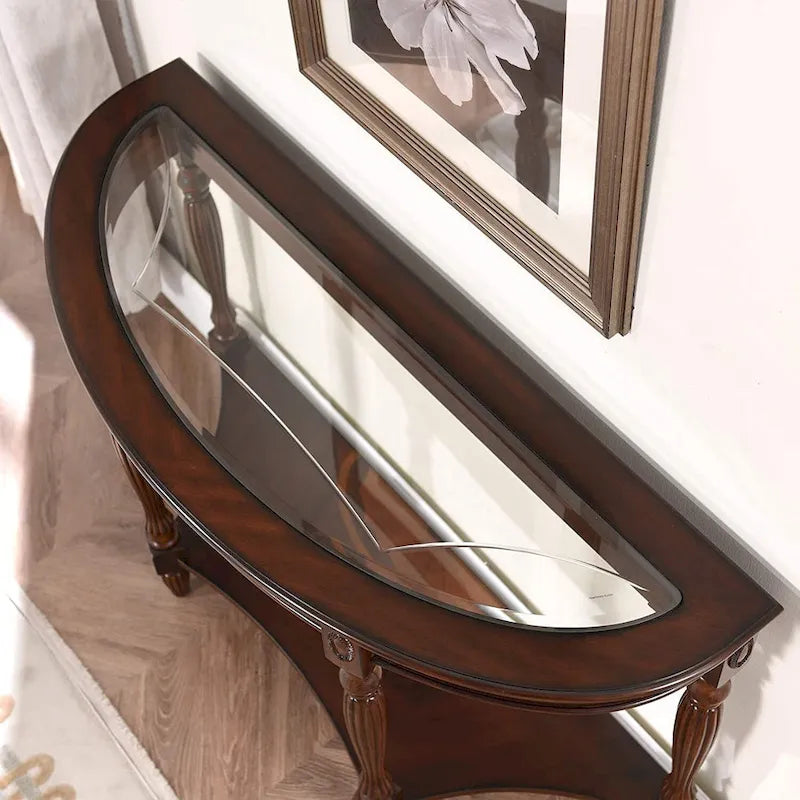 Solid Wood & Tempered Glass Living Room Table